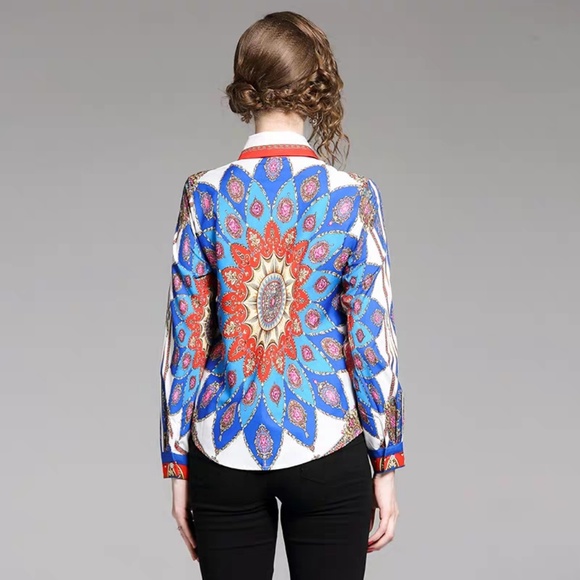 Europe Print Shirt Women Wear To Work - Picture 3 of 4